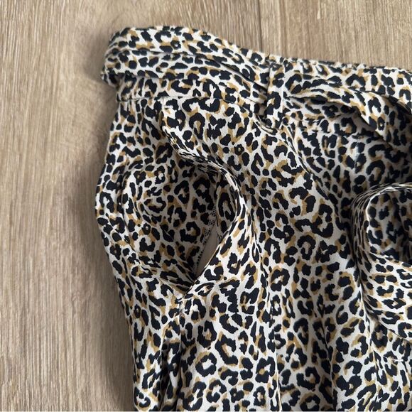 J. Crew 100% Silk Wide Leg Waist Tie Cropped Pant in Leopard Print Size 0 - Picture 5 of 11